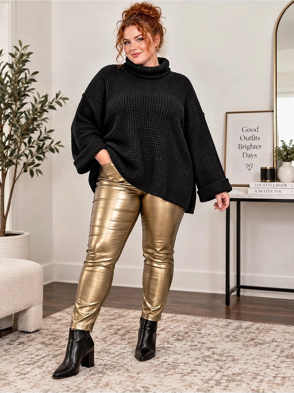 SHEIN Black Turtleneck Sweater Size XL Like New